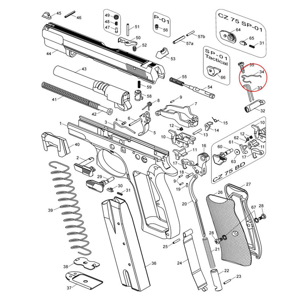 CZ Shadow 2 CZ TS 2 CZ 75B & SP-01 competition trekkerstangveer | -15% kracht