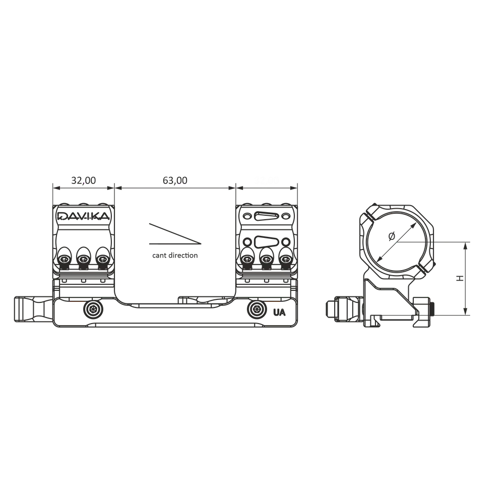 34 mm richtkijkermontage | Picatinny QD Ergo-basis
