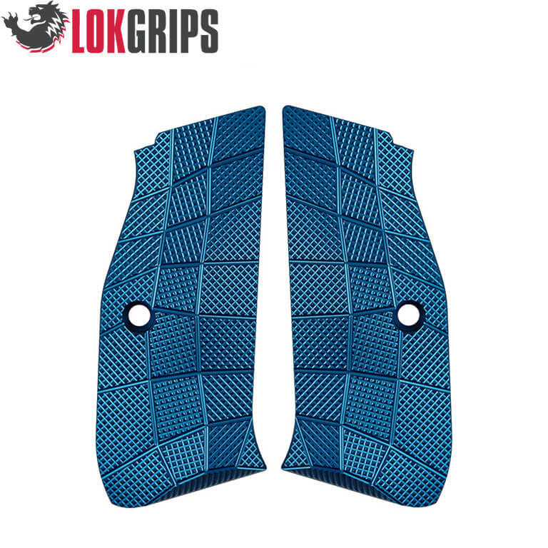 CZ 75 P-01, CZ 75 Compact alu greepplaten | Gridlok blauw