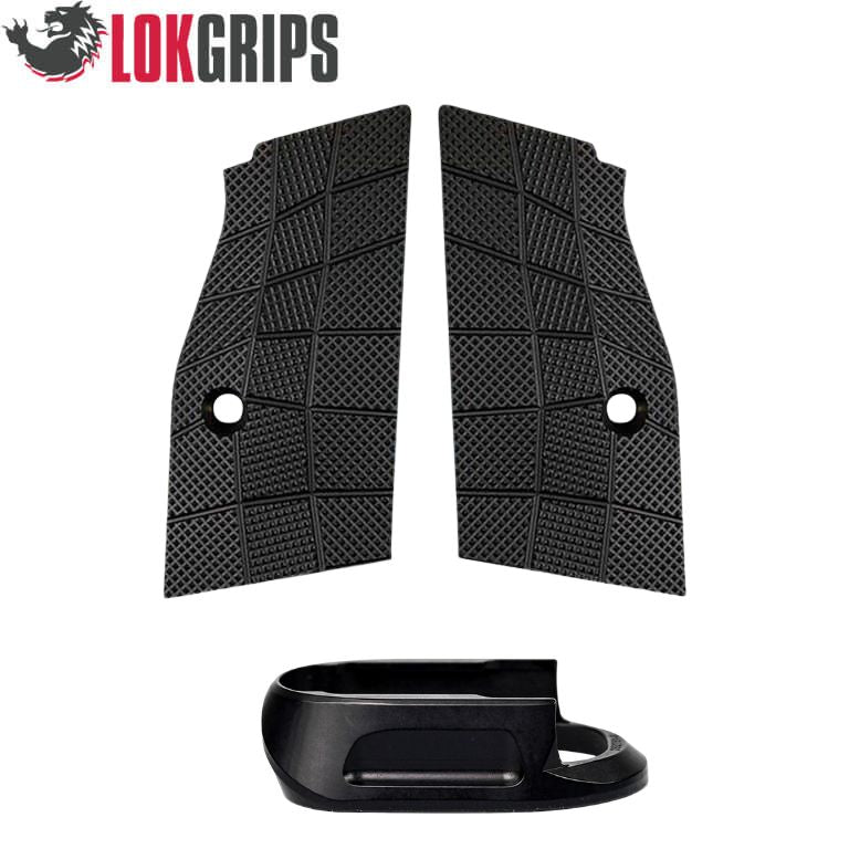 CZ Shadow 2 Compact & Carry korte alu greepplaten & alu magwell | Gridlok_zwart