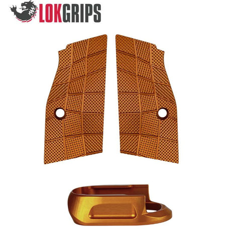 CZ Shadow 2 Compact & Carry korte alu greepplaten & alu magwell | Gridlok_oranje