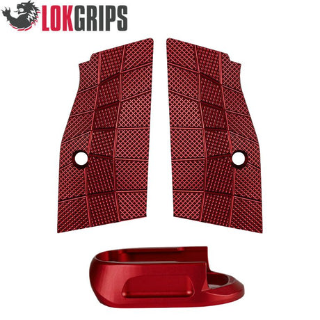 CZ Shadow 2 Compact & Carry korte alu greepplaten & alu magwell | Gridlok_rood