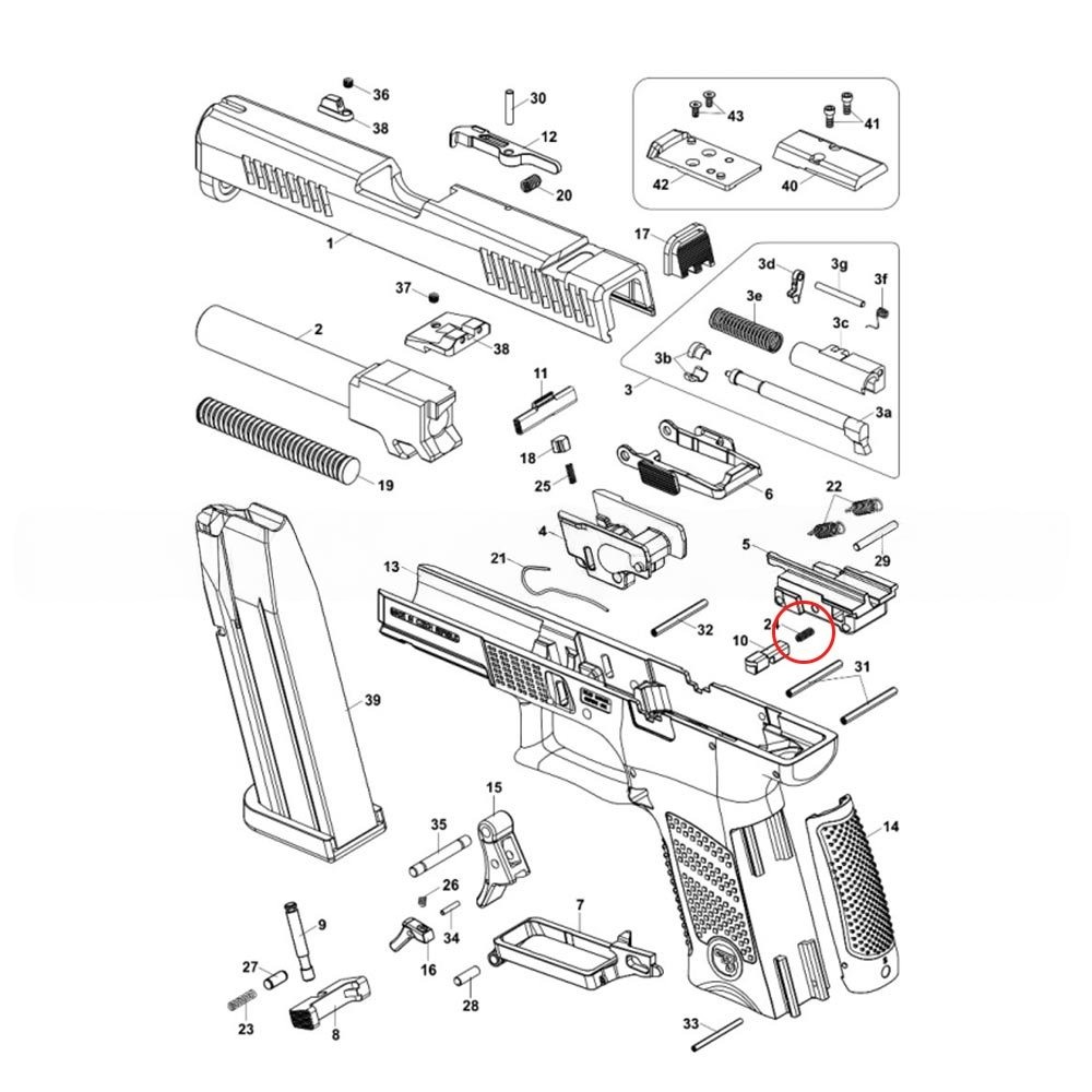 CZ P-10 trekkerstang disconnectorveer