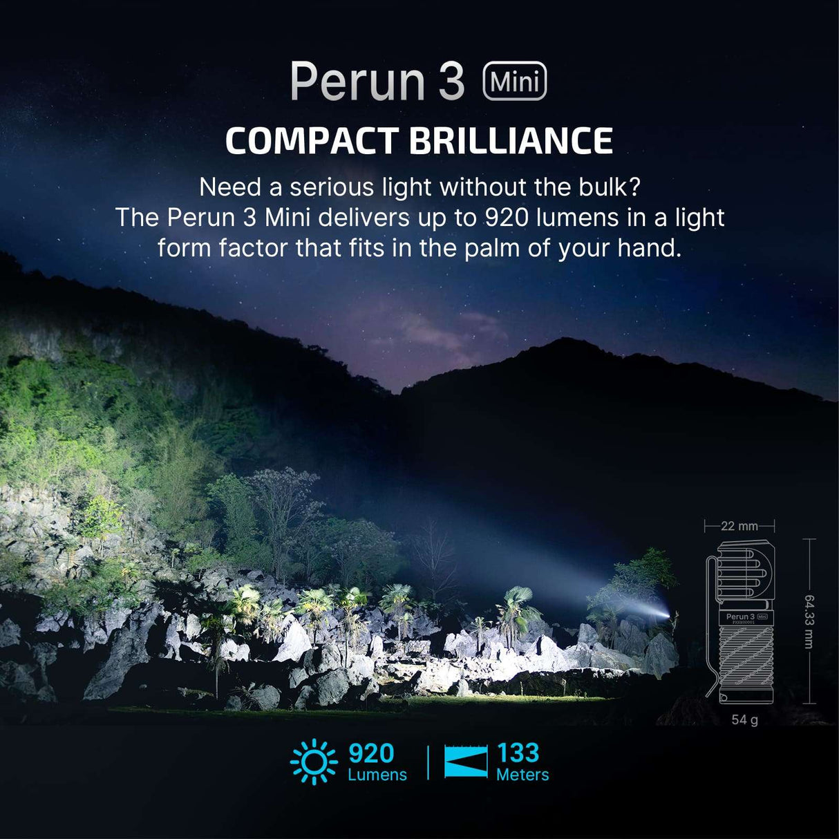 Olight Perun 3 Mini | oplaadbare hoofdlamp | 1.250 lm